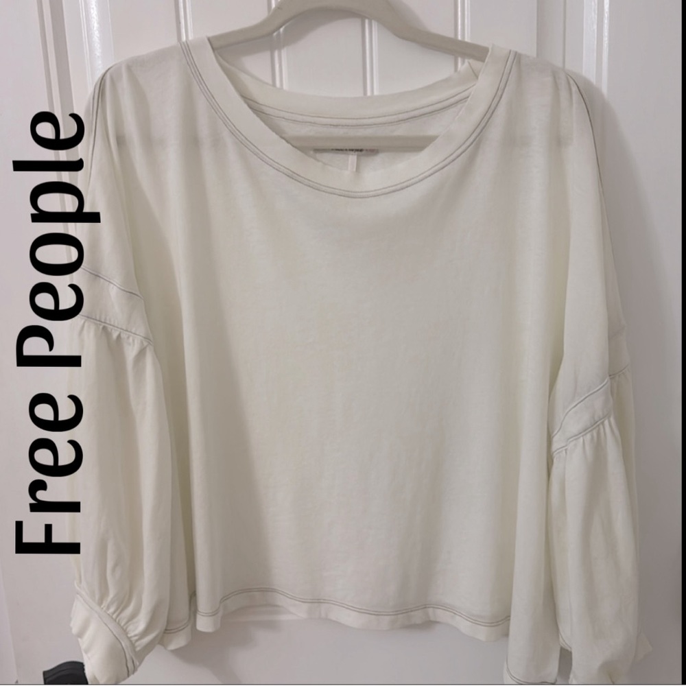 FREE PEOPLE NWOT Oversized Boho Tunic with Ruched Sleeves, Size Small